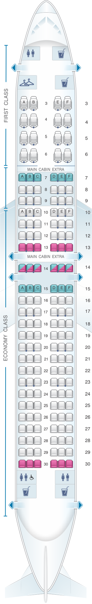 Seat Map American Airlines Boeing B737 800 | SeatMaestro