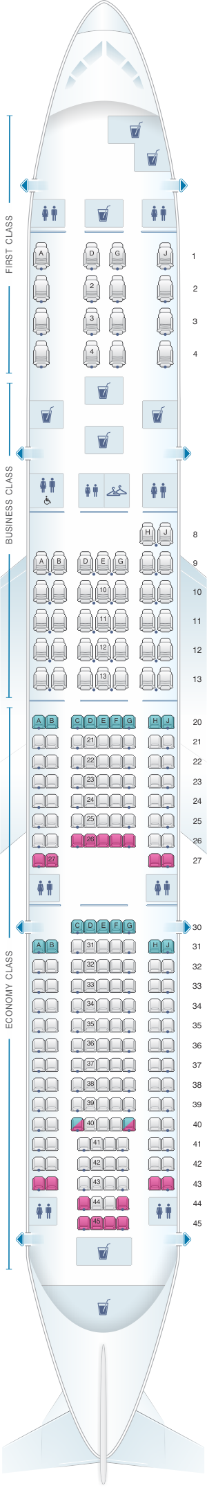Seat map for American Airlines Boeing B777 200
