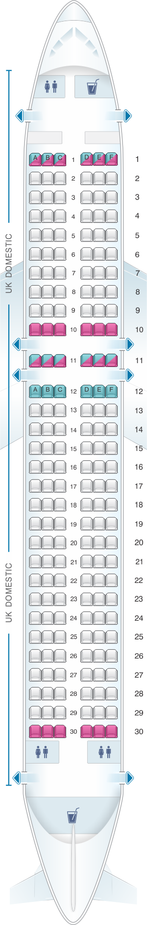 Seat Map British Airways Airbus A320 Domestic Layout | SeatMaestro
