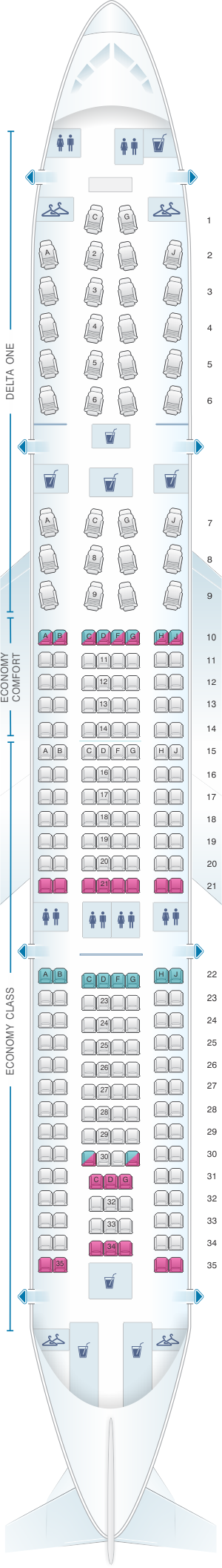 Delta Airbus A330 200 Seat Map