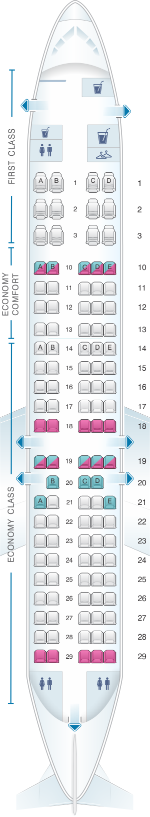 Seat map for Delta Air Lines Boeing B717 200