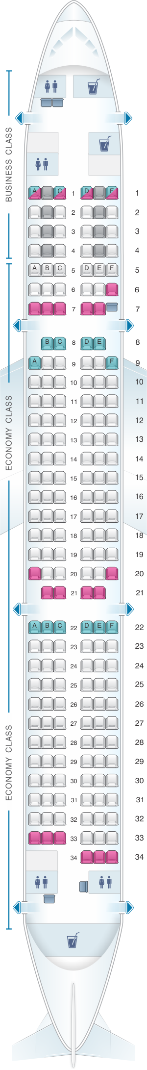 Seat Map Finnair Airbus A321 188PAX | SeatMaestro