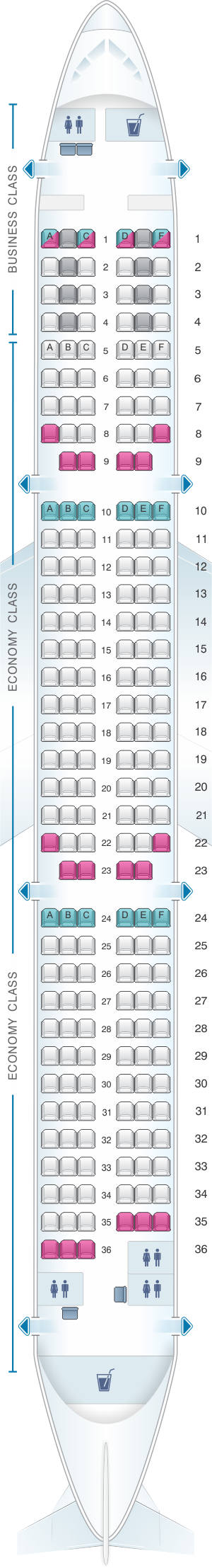 Seat Map Finnair Airbus A321 201PAX | SeatMaestro