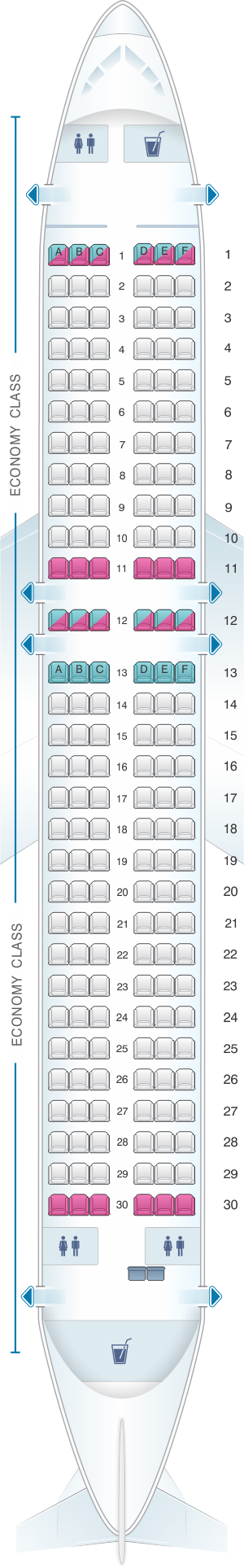 Indigo Airbus A320 Seat Map