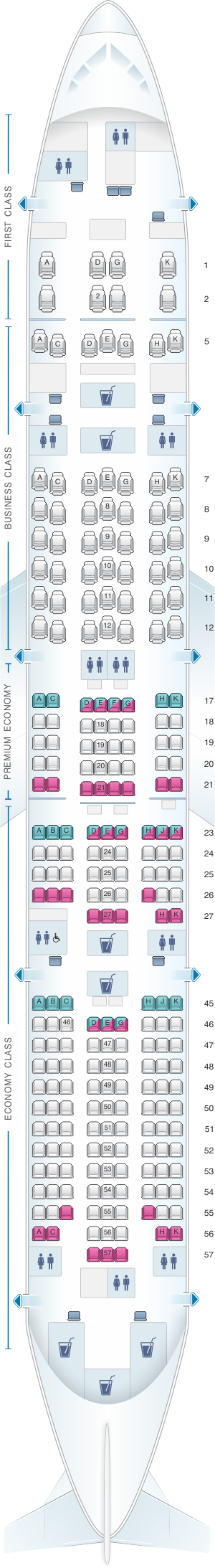 Seat Map Japan Airlines (JAL) Boeing B777 300ER W84 | SeatMaestro