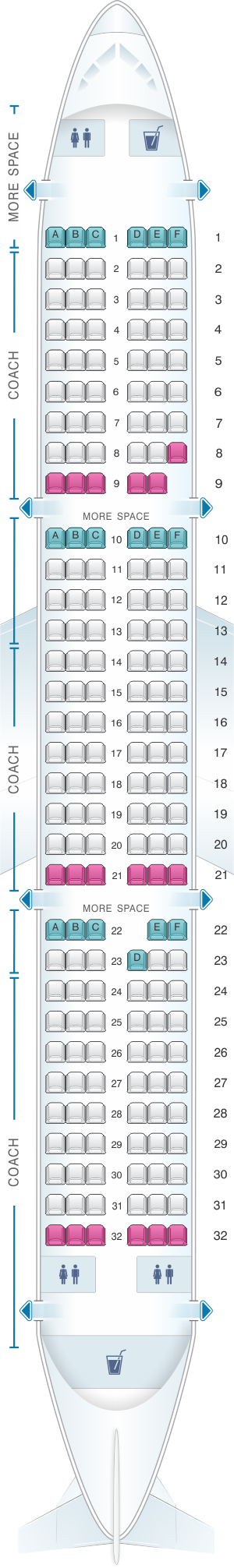 Seat Map JetBlue Airways Airbus A321 Config 1 | SeatMaestro