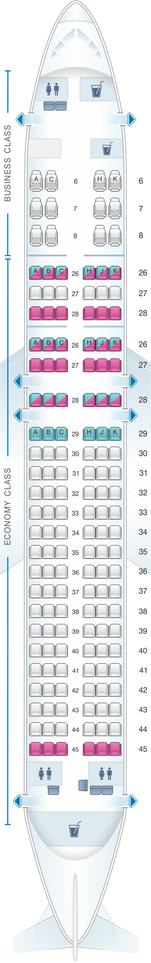 Seat Map Royal Brunei Airlines Airbus A320 New | SeatMaestro
