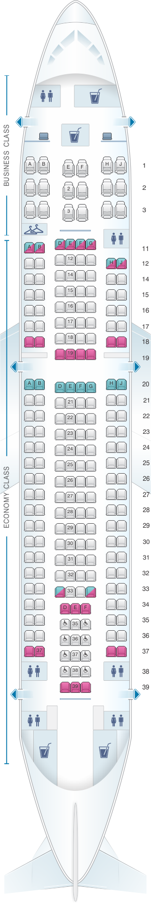 Seat Map Sata Air Acores Airbus A310 300 Config 3 Seatmaestro