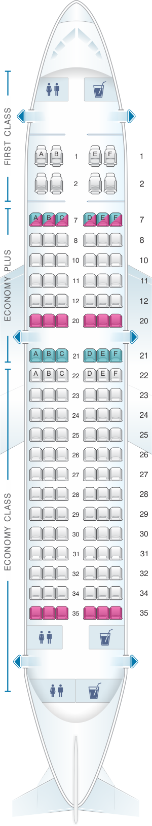 Seat Map United Airlines Airbus A319 Version 1 Seatmaestro
