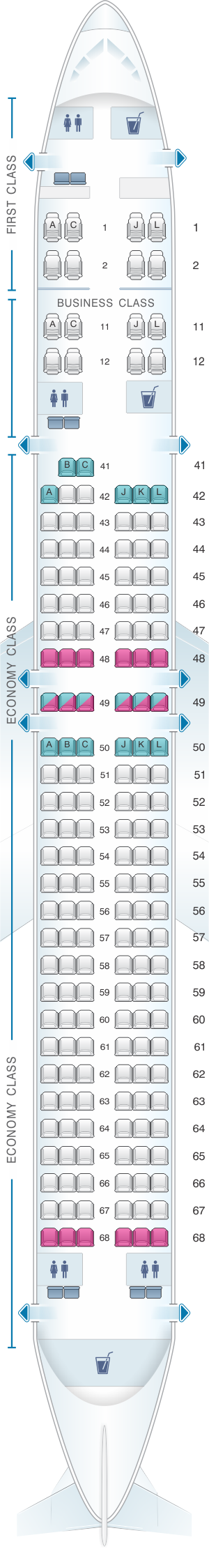 Seat map for Xiamen Airlines Boeing B757 200 180pax