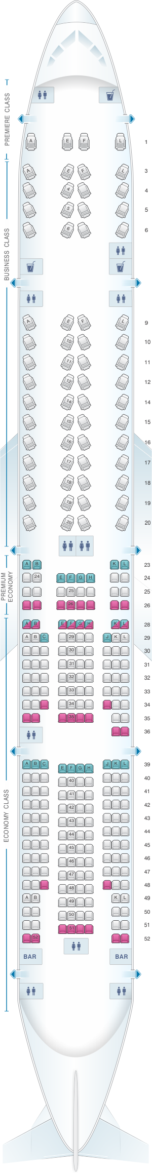 Seat Map Air France Boeing B777 300 International Long Haul 296pax