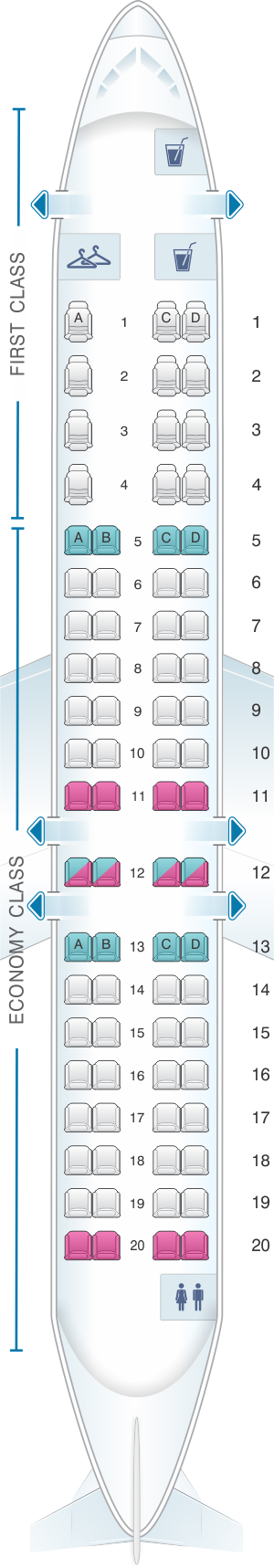 Seat Map American Airlines CRJ 900 Next Gen V1 | SeatMaestro.com