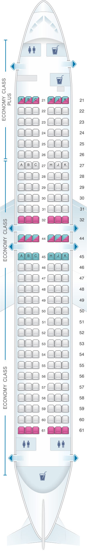 Seat map for El Al Israel Airlines Boeing B737 800 180pax