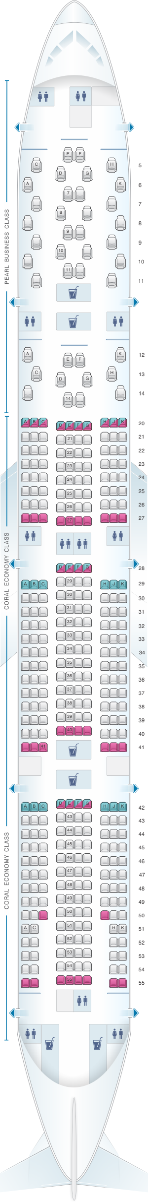 Seat map for Etihad Airways Boeing B777 300ER 2 class V2