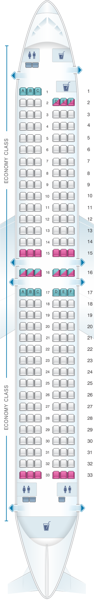 Seat Map Rossiya Airlines Boeing B737 800 195PAX | SeatMaestro