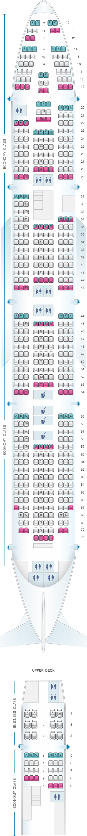 Seat map for Rossiya Airlines Boeing B747 400 V1
