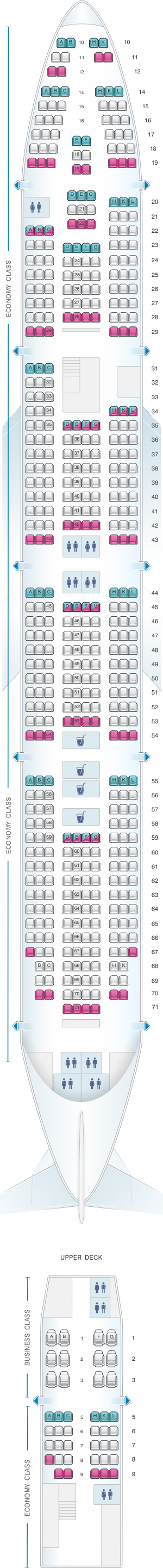 Seat map for Rossiya Airlines Boeing B747 400 V2