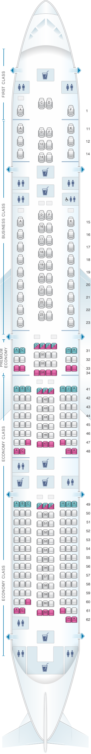 Seat Map Singapore Airlines Boeing B777 300ER four class | SeatMaestro