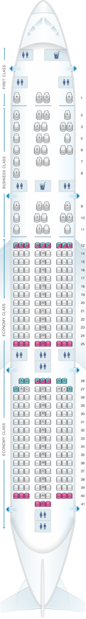 Seat Map Malaysia Airlines Airbus A350 900 | SeatMaestro