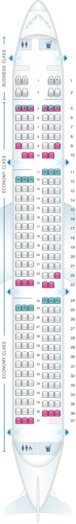 Seat Map ANA - All Nippon Airways Airbus A321 domestic | SeatMaestro