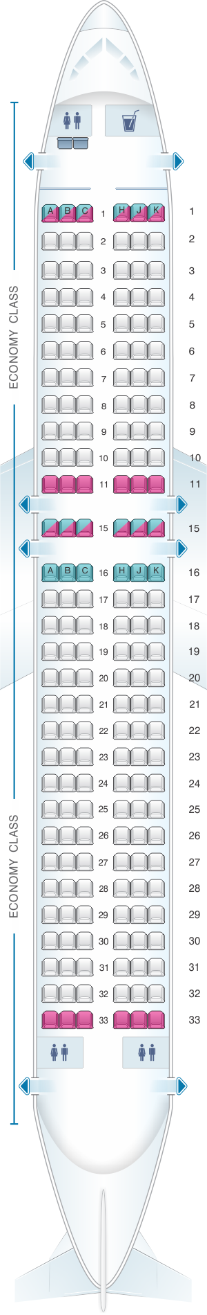 Seat Map Air Transat Airbus A320 200 US and South | SeatMaestro