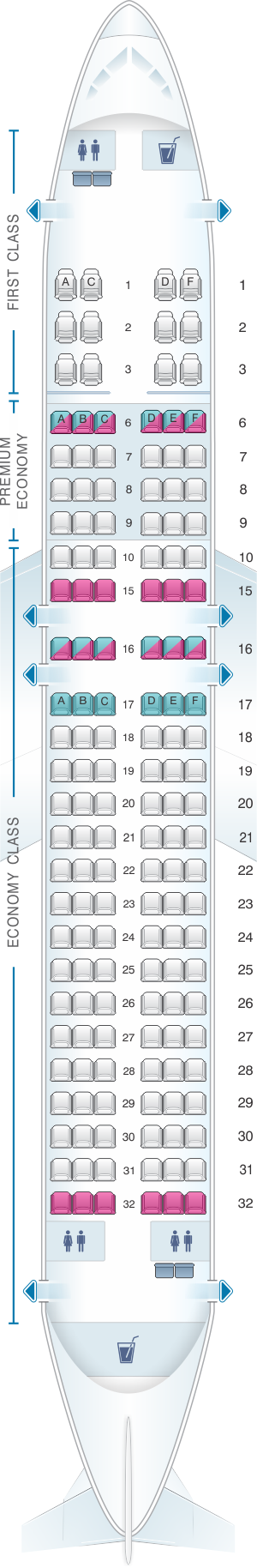 Seat Map Alaska Airlines - Horizon Air Airbus A320 214 sharklet ...
